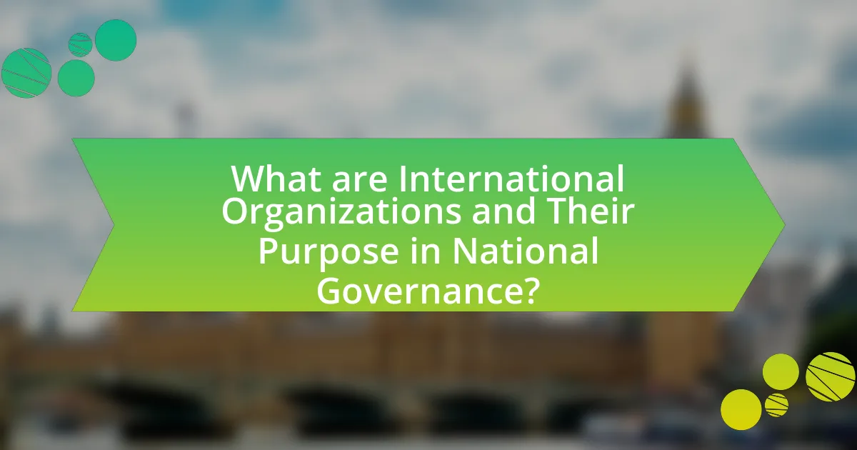 What are International Organizations and Their Purpose in National Governance?